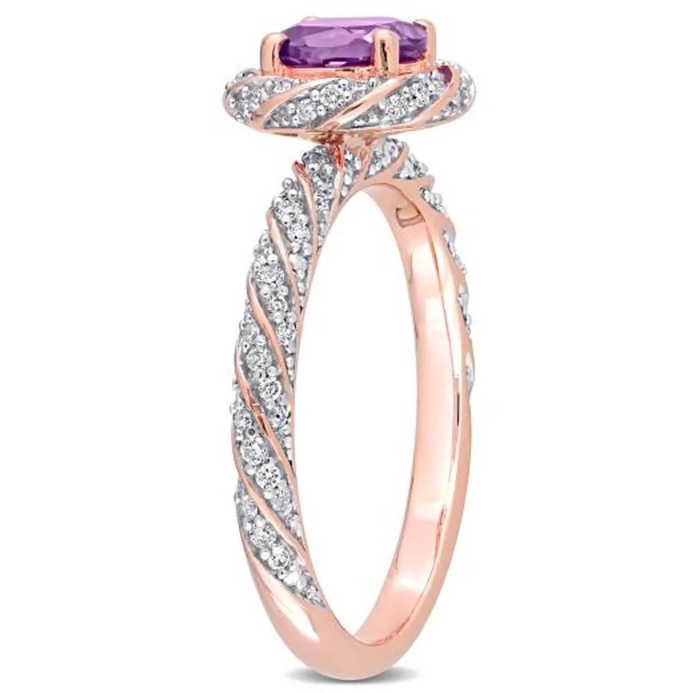 Julianna B 14K Rose Gold Amethyst & 0.25CTW Diamond Ring