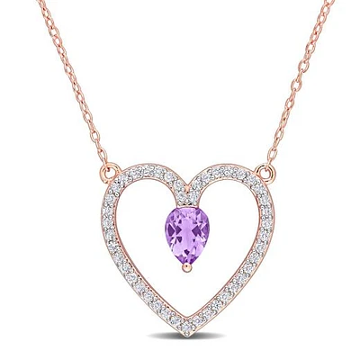 Julianna B Sterling Silver Amethyst & White Topaz Pendant