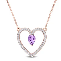 Julianna B Sterling Silver Amethyst & White Topaz Pendant