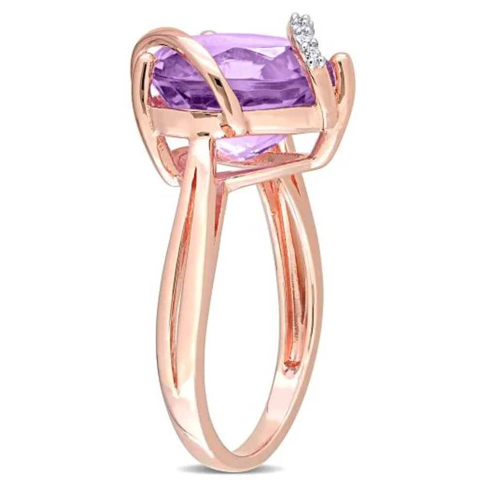 Julianna B Sterling Silver Amethyst & 0.05CTW Diamond Ring