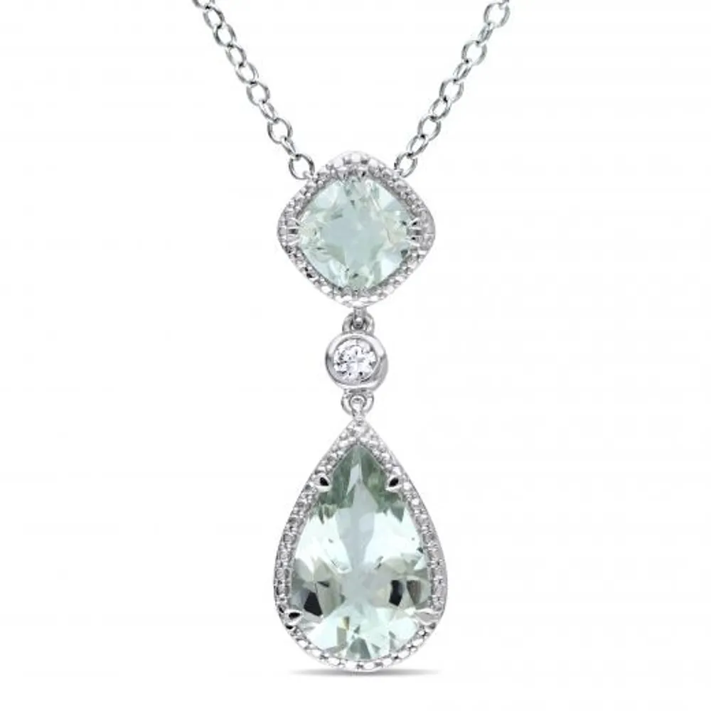 Julianna B Green Quartz & Created White Sapphire Pendant