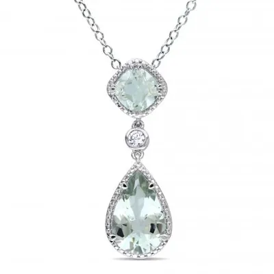 Julianna B Green Quartz & Created White Sapphire Pendant