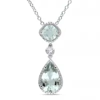 Julianna B Green Quartz & Created White Sapphire Pendant