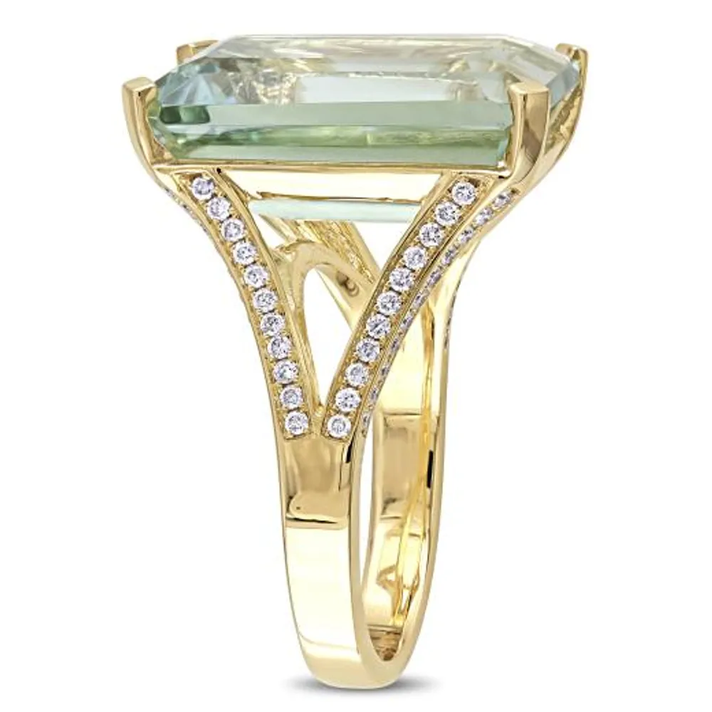 Julianna B 14K Yellow Gold Green Amethyst & 0.44CTW Diamond Ring