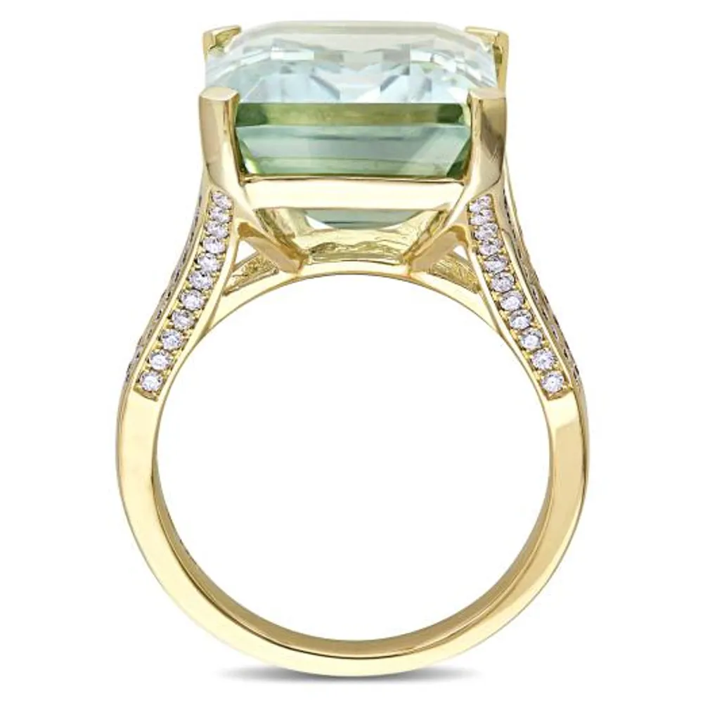 Julianna B 14K Yellow Gold Green Amethyst & 0.44CTW Diamond Ring