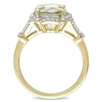 Julianna B 14K Yellow Gold Green Quartz & Diamond Ring