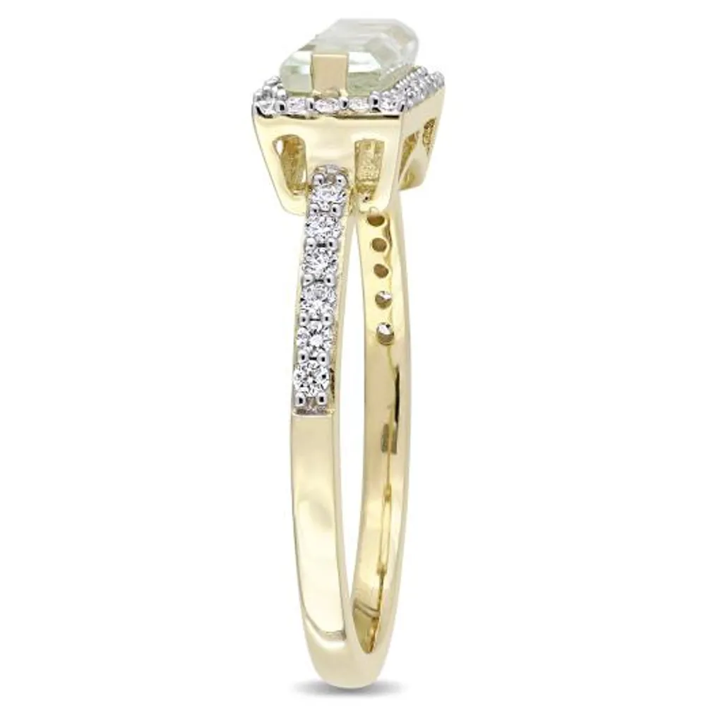 Julianna B 14K Yellow Gold Green Quartz & Diamond Ring