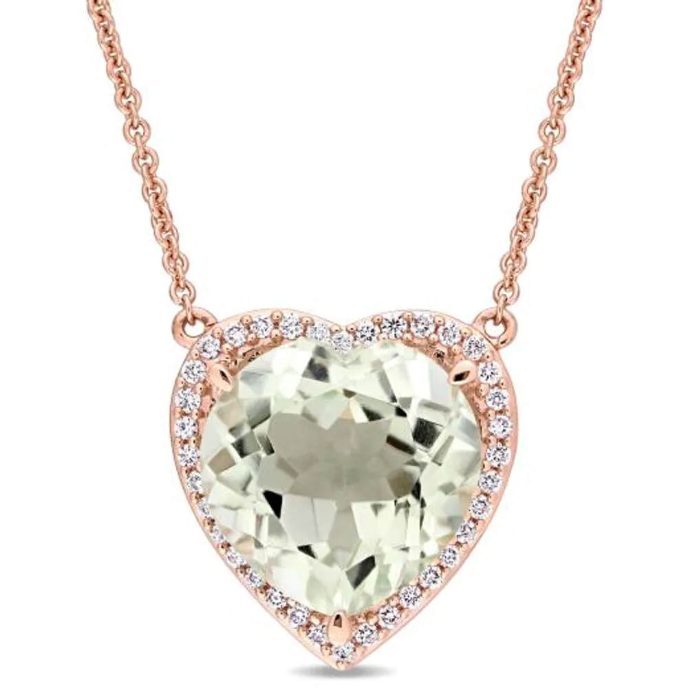 Julianna B 14K Rose Gold Green Quartz & 0.20CTW Diamond Pendant