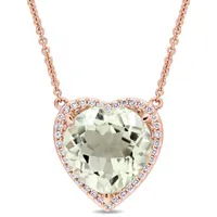 Julianna B 14K Rose Gold Green Quartz & 0.20CTW Diamond Pendant