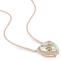 Julianna B 14K Rose Gold Green Quartz & 0.20CTW Diamond Pendant