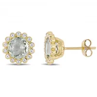 Julianna B 10K Yellow Gold Green Quartz & White Sapphire Earrings