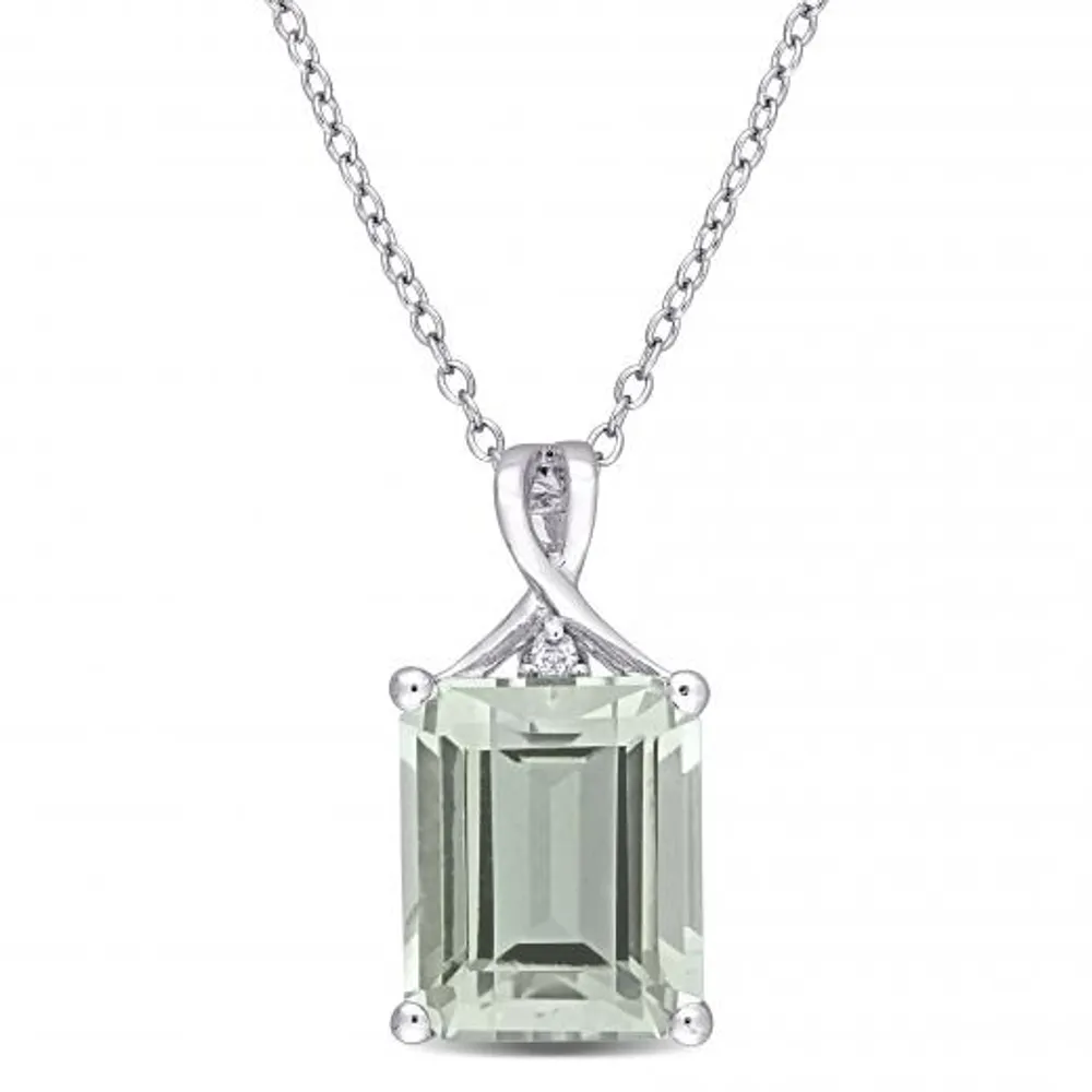 Julianna B Sterling Silver Green Quartz & White Topaz Pendant