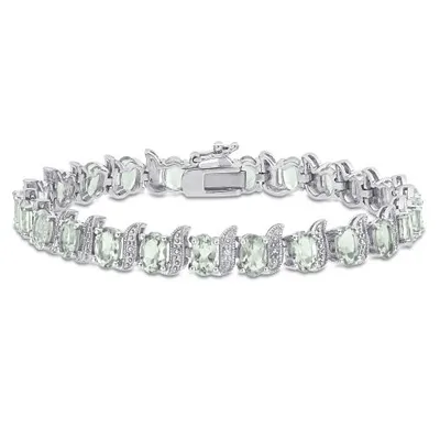 Julianna B Sterling Silver Green Quartz & 0.03CTW Diamond Bracelet