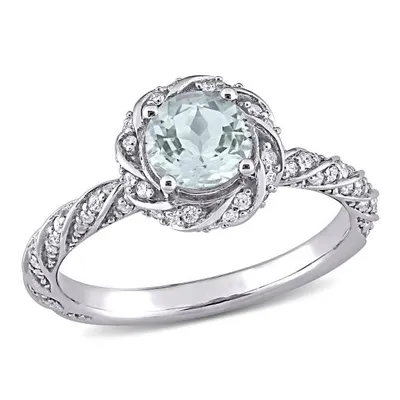 Julianna B 14K White Gold Aquamarine & 0.25ctw Diamond Ring