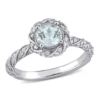 Julianna B 14K White Gold Aquamarine & 0.25CTW Diamond Ring