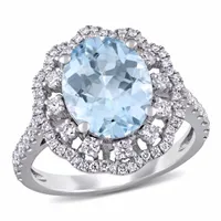 Julianna B 14K White Gold Aquamarine & 0.75CTW Diamond Ring