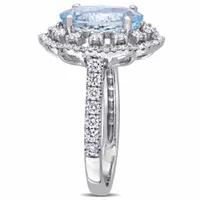 Julianna B 14K White Gold Aquamarine & 0.75CTW Diamond Ring