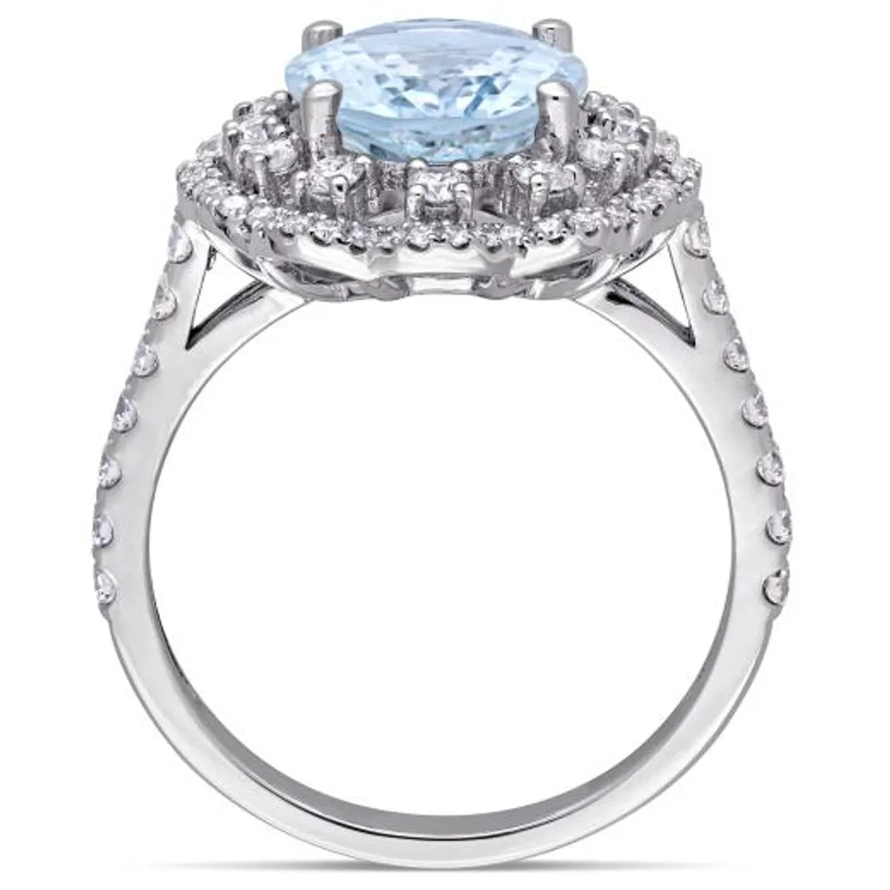 Julianna B 14K White Gold Aquamarine & 0.75ctw Diamond Ring