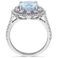 Julianna B 14K White Gold Aquamarine & 0.75CTW Diamond Ring