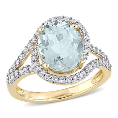 Julianna B 14K Yellow Gold Aquamarine & 0.50CTW Diamond Ring
