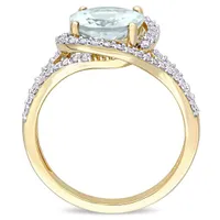 Julianna B 14K Yellow Gold Aquamarine & 0.50CTW Diamond Ring