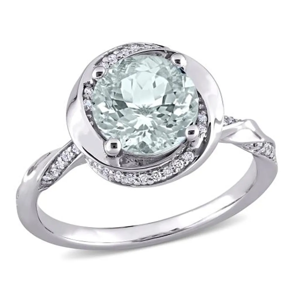 Julianna B 10K White Gold Aquamarine & 0.16CTW Diamond Ring