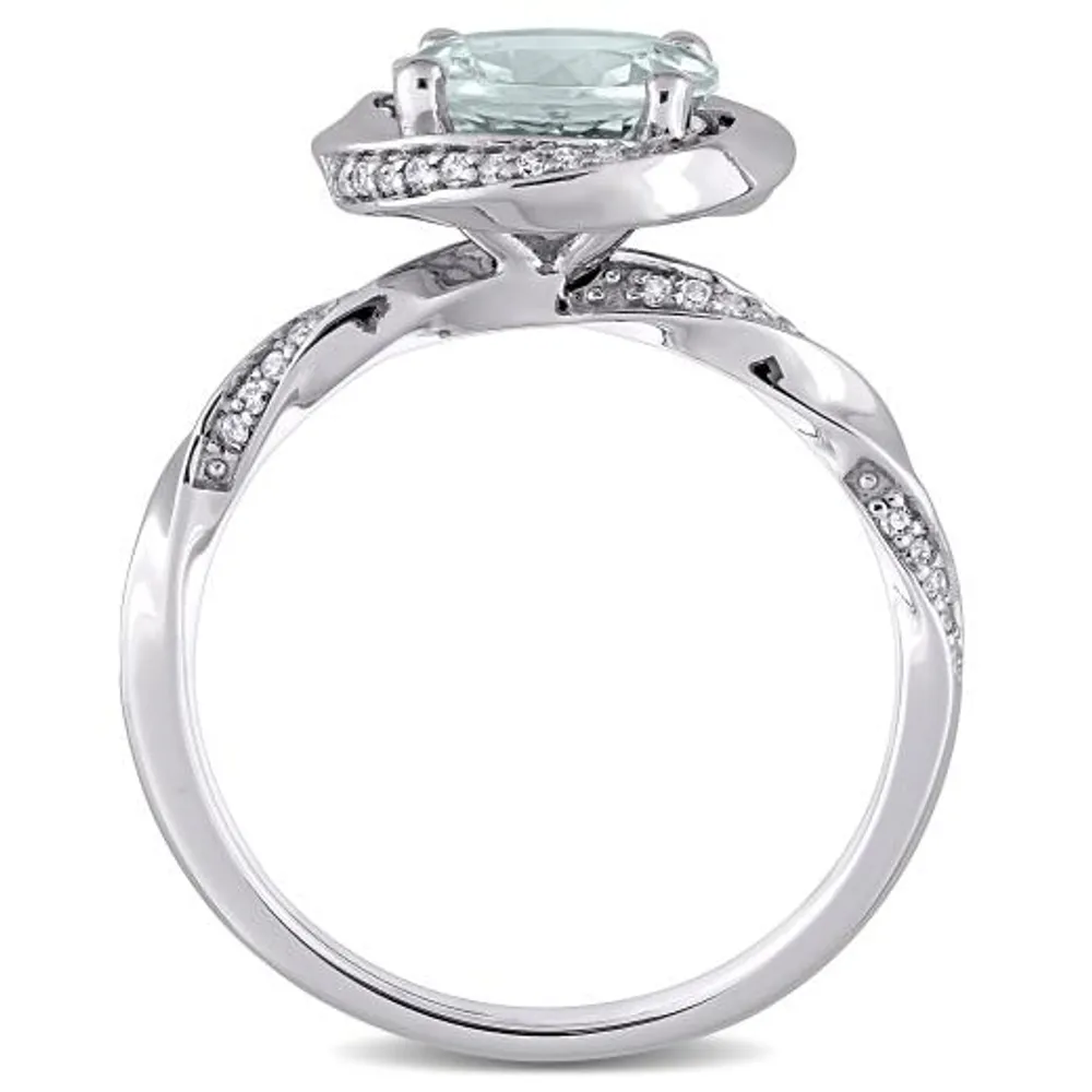 Julianna B 10K White Gold Aquamarine & 0.16ctw Diamond Ring