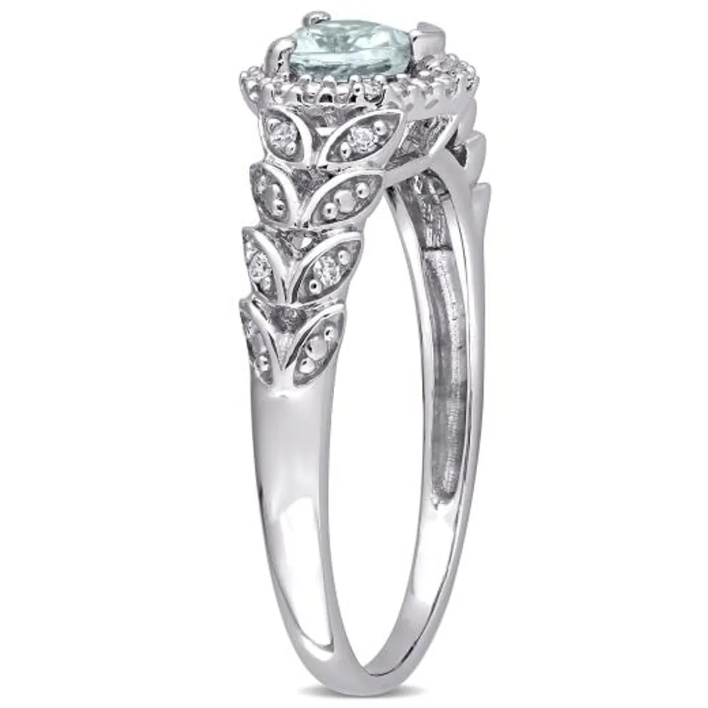 Julianna B 10K White Gold Aquamarine & 0.06CTW Diamond Ring