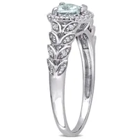 Julianna B 10K White Gold Aquamarine & 0.06CTW Diamond Ring