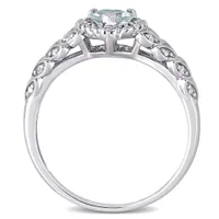 Julianna B 10K White Gold Aquamarine & 0.06CTW Diamond Ring