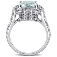 Julianna B 14K White Gold Aquamarine & Diamond Ring