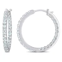 Julianna B 10K White Gold Aquamarine Hoop Earrings