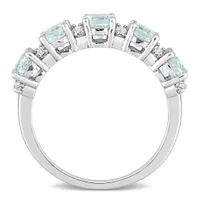 Julianna B Sterling Silver Aquamarine & White Topaz Ring