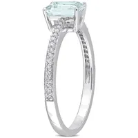 Julianna B 10K White Gold Aquamarine & 0.10CTW Diamond Ring