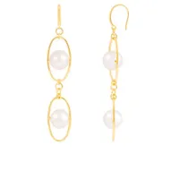 Sterling Silver 10K Yellow Gold Plated 11-12mm Freshwater Pearl Earrings