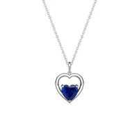 Sterling Silver Created Blue Sapphire Heart Pendant