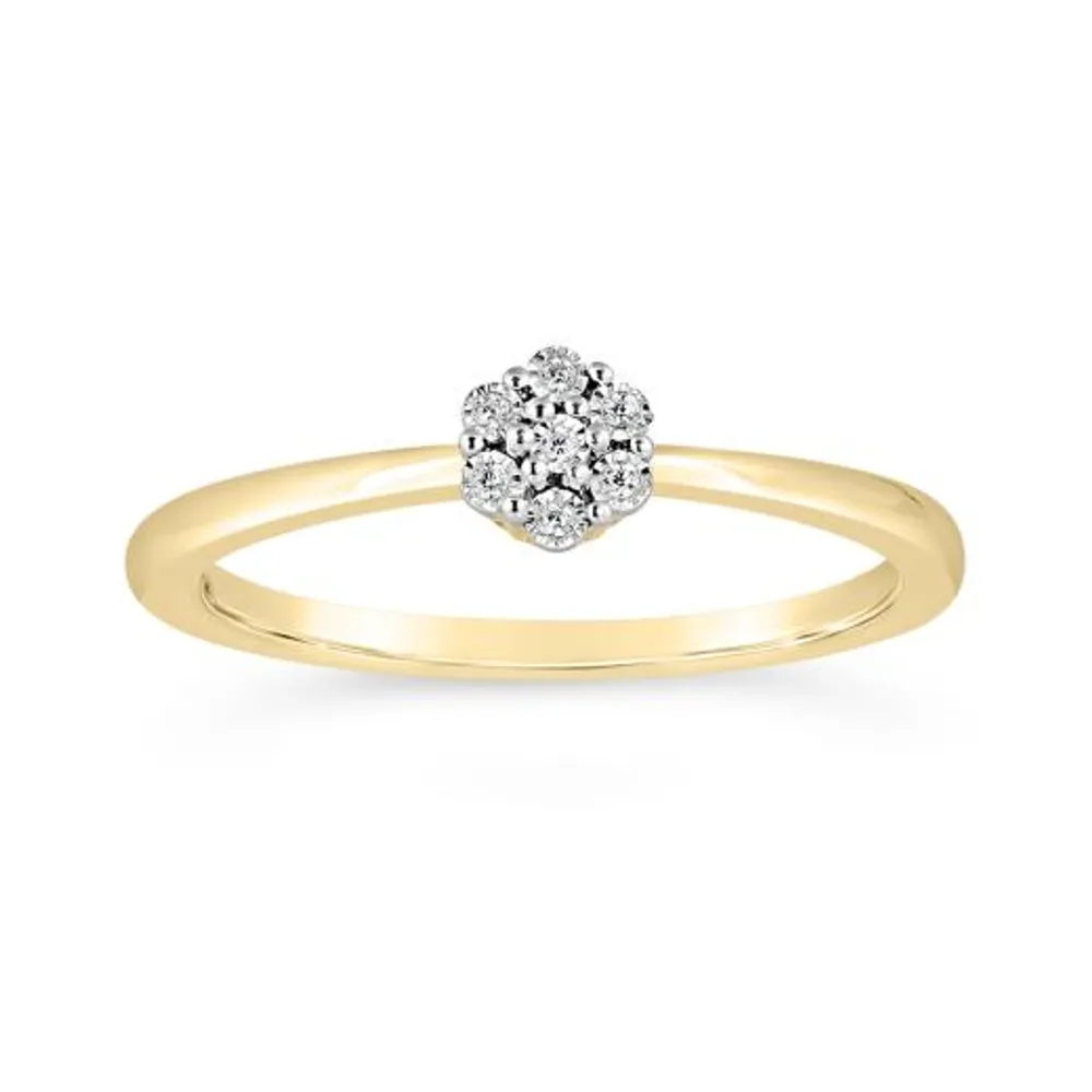 10K Yellow Gold 0.03CTW Diamond Cluster Promise Ring