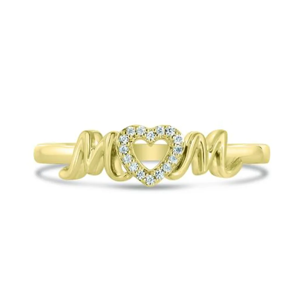 10K Yellow Gold 0.04CTW Diamond Mom Ring