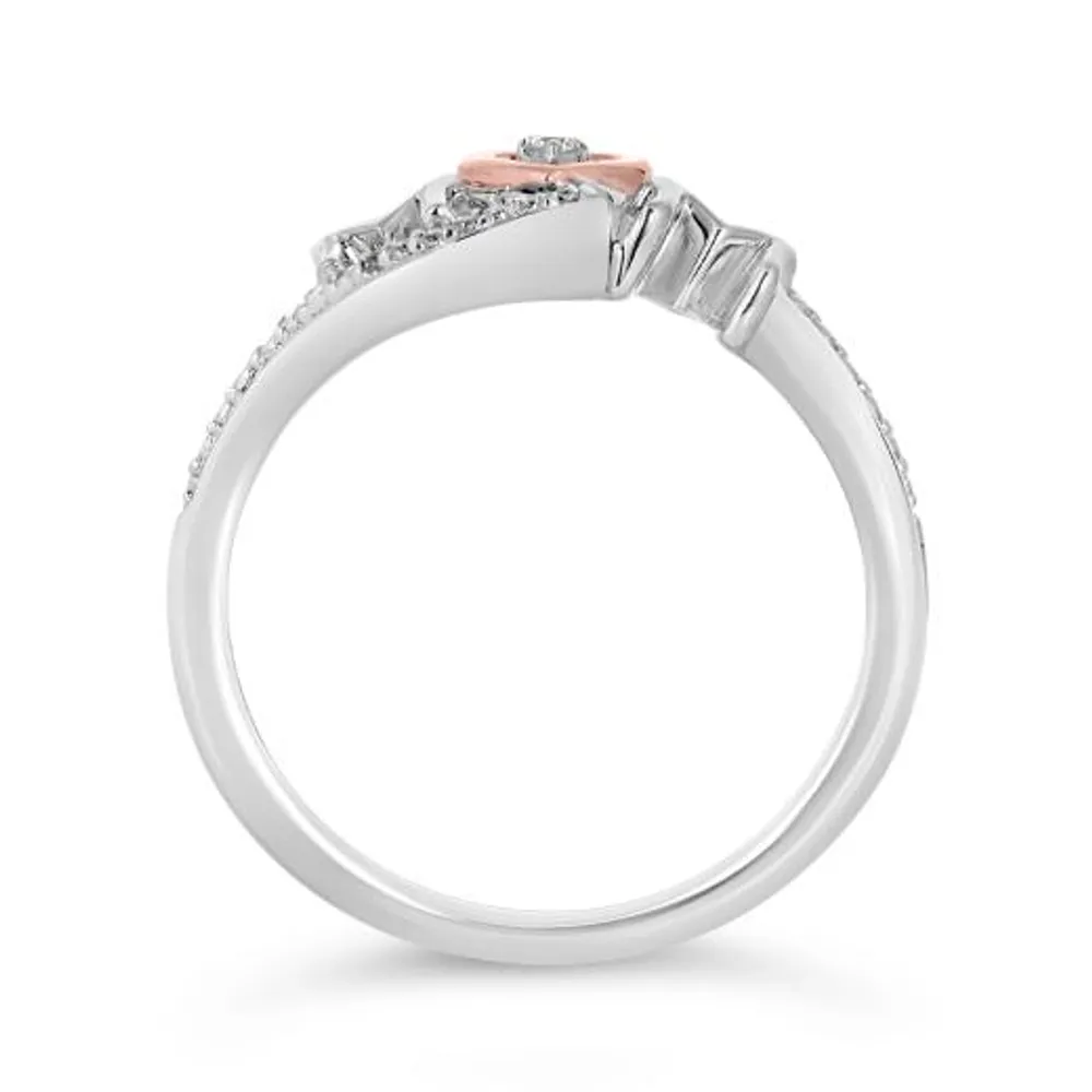 Sterling Silver & 10K Rose Gold 0.04CTW Diamond Mom Ring