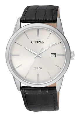 Citizen Quartz Men's Black Leather White Dial Watch