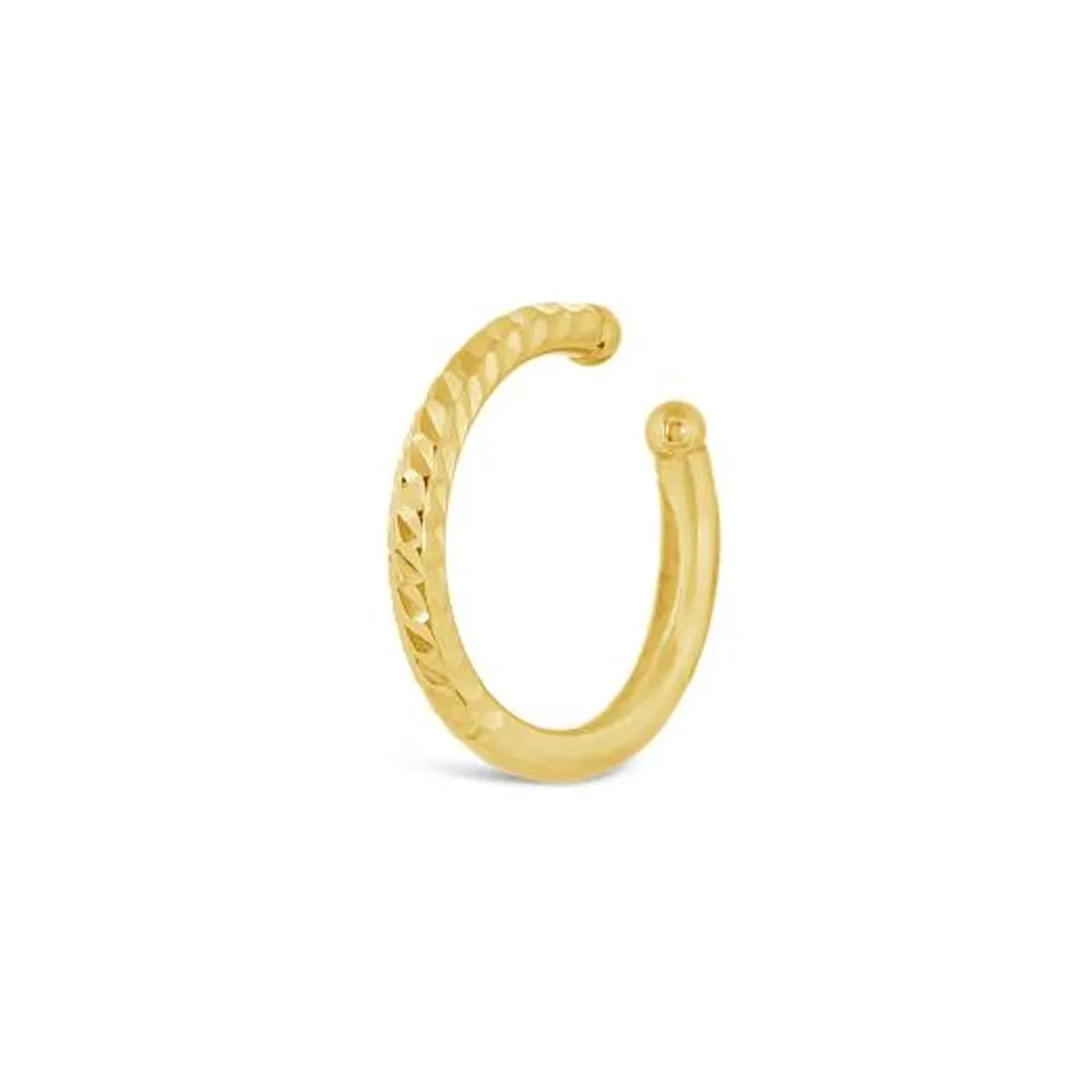 10K Yellow Gold Single Tube Diamond-Cut Cuff Earring