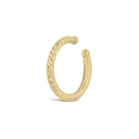 10K Yellow Gold Single Tube Diamond-Cut Cuff Earring