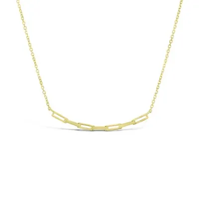 10K Yellow Gold Paperclip Bar Necklace