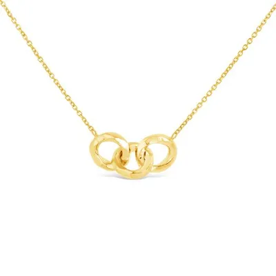 10K Yellow Gold Three Links Mirror Necklace