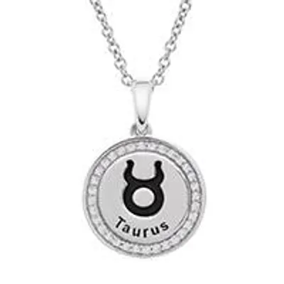 Sterling Silver Taurus 0.10CTW Diamond Pendant