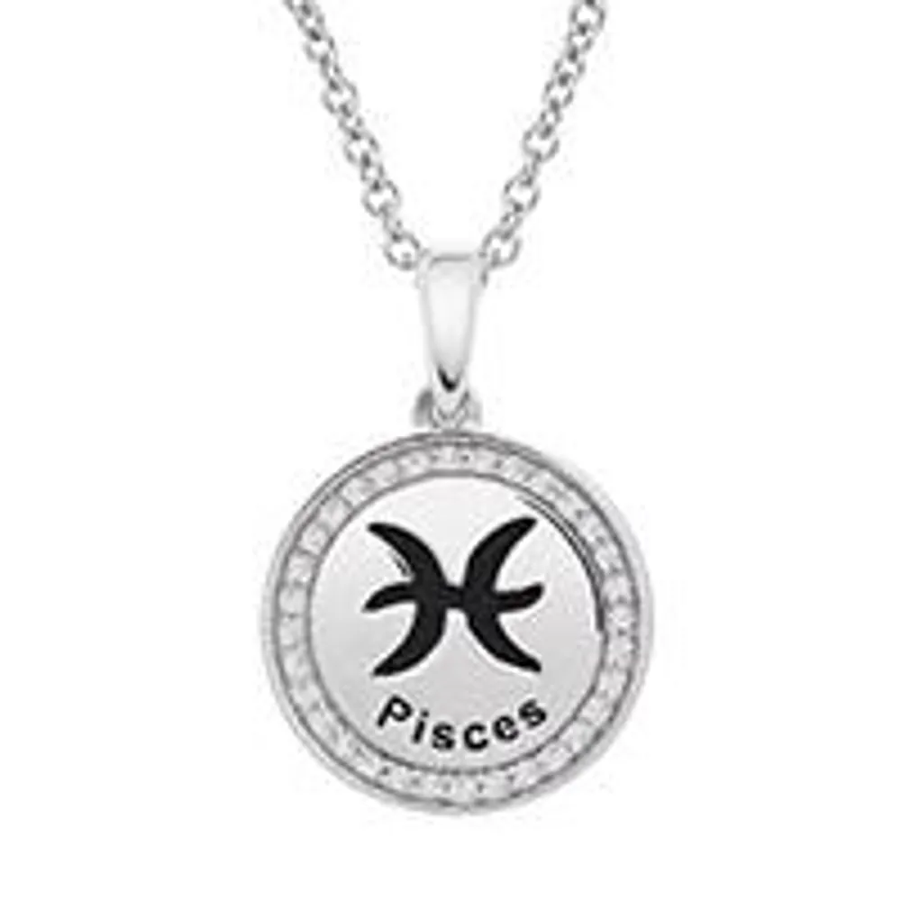 Sterling Silver Pisces 0.10CTW Diamond Pendant