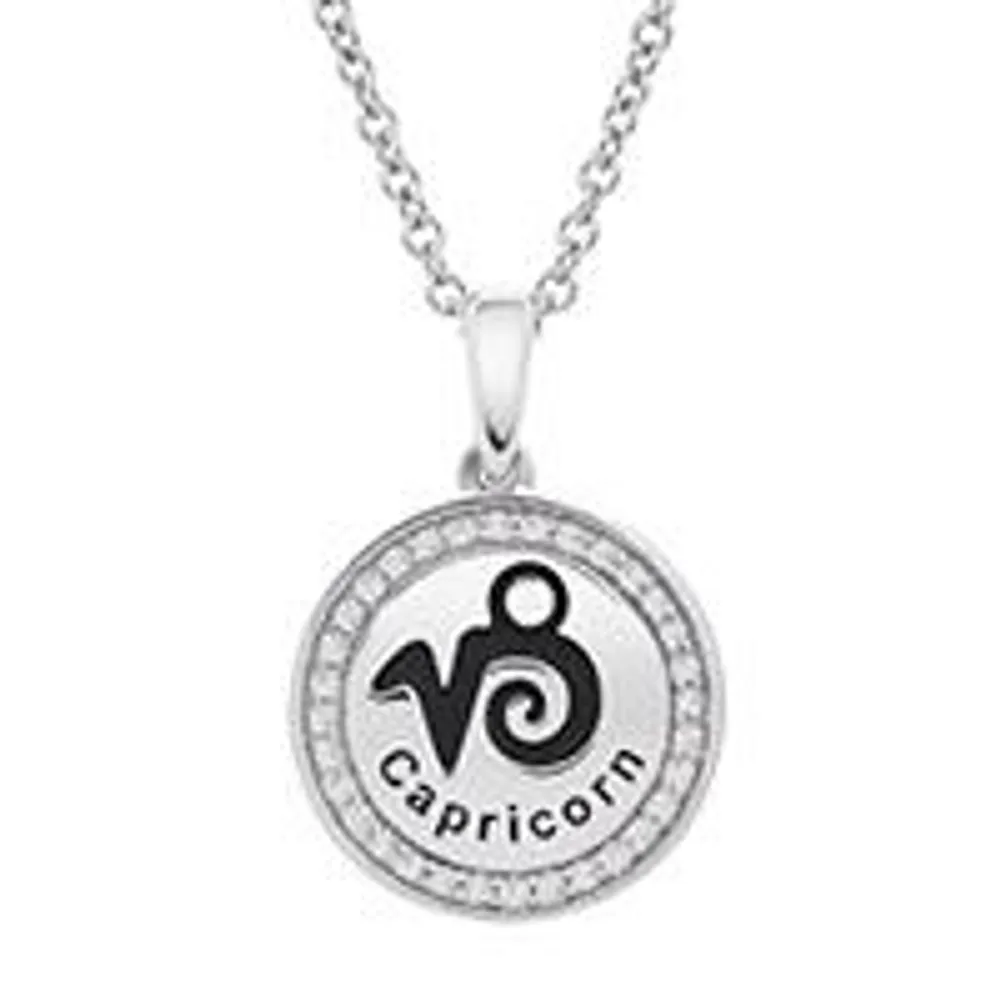 Sterling Silver Capricorn 0.10CTW Diamond Pendant