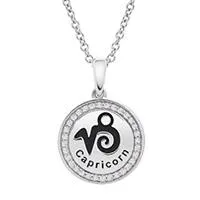 Sterling Silver Capricorn 0.10CTW Diamond Pendant