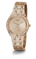 Guess Women's Rose Gold-Tone Crystal Watch