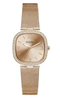 Guess Women's Rose Gold-Tone Mesh Analog Watch